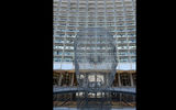 The 23-foot-tall sculpture "Laura" by sculptor Jaume Plensa, outside the Fairmont Century Plaza.