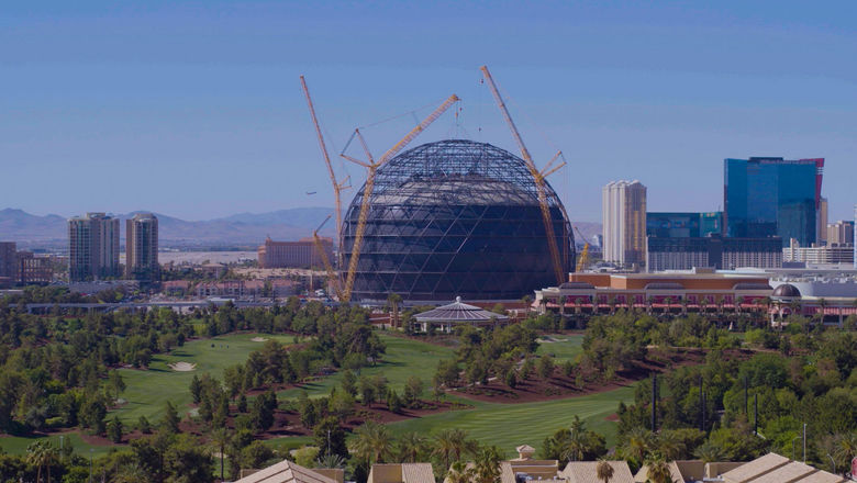 The MSG Sphere at the Venetian, under construction just east of the Las Vegas Strip, will host attractions and musical residencies when it opens in late 2023.