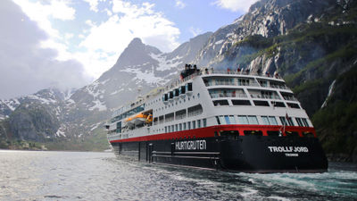Hurtigruten is refurbishing the Trollfjord to sail its upgraded coastal cruises of Norway.