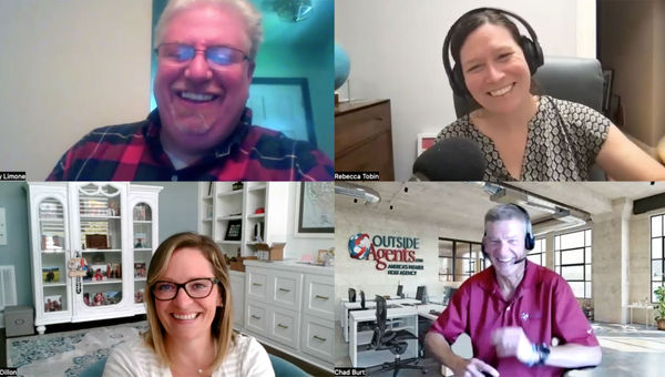 Clockwise from top left: Travel Weekly's Jerry Limone and Rebecca Tobin, Chad Burt of OutsideAgents.com and Kari Dillon of Marvelous Mouse Travels on the Folo by Travel Weekly podcast. Clockwise from top left: Travel Weekly's Jerry Limone and Rebecca Tobin, Chad Burt of OutsideAgents.com and Kari Dillon of Marvelous Mouse Travels on the Folo by Travel Weekly podcast.