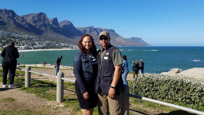 Ja'Vonne and Gene Harley near the Cape of Good Hope in South Africa.