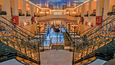 An interior space inside the Costa Firenze, a ship joining Carnival Cruise Line operations in 2024 in Long Beach, Calif.