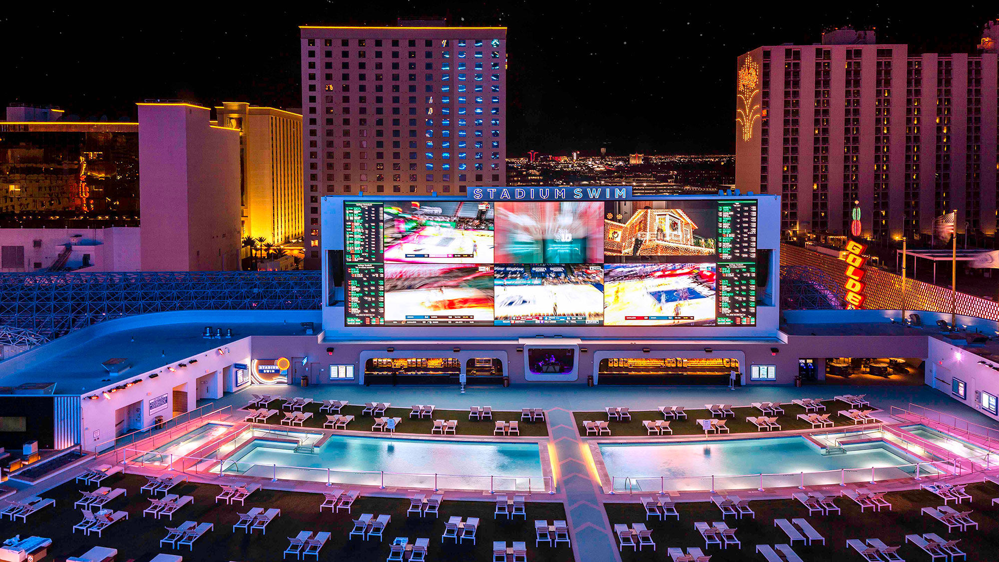 Stadium Swim has six pools and two spas, among other features.