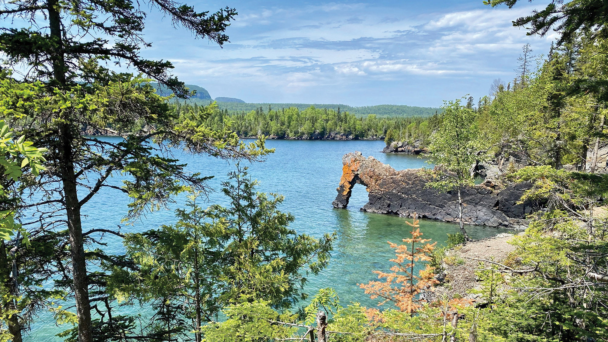 Sea Lion Rock juts into Lake Superior at Perry Bay just northwest of Silver Islet.