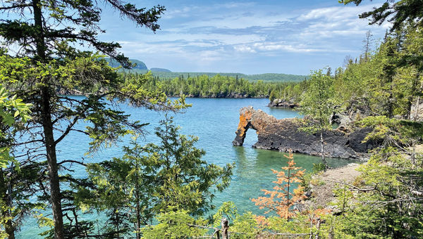 Sea Lion Rock juts into Lake Superior at Perry Bay just northwest of Silver Islet.