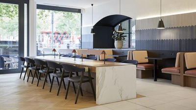 A coworking-inspired area at the Crowne Plaza Paris Republique.