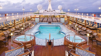 The pool deck on the Seven Seas Voyager.
