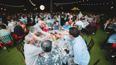 Attendees at one of the Hawaii Food & Wine Festival's seated dinners under the stars.