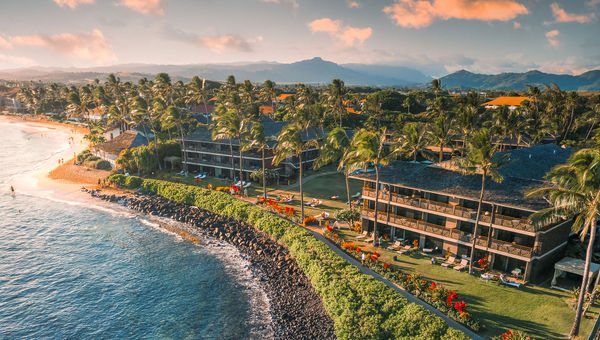 An aerial of Koa Kea Resort on Poipu Beach on the island of Kauai. An aerial of Koa Kea Resort on Poipu Beach on the island of Kauai.