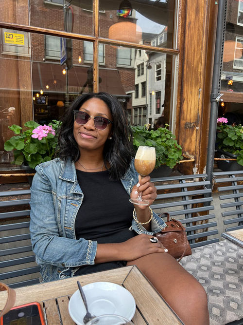 Nicole Edenedo enjoys an Irish coffee at Teun Restaurant and Hotel.