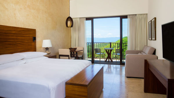 Rooms at the Delta Hotels by Marriott Riviera Nayarit are spacious and comfy if a bit nondescript.