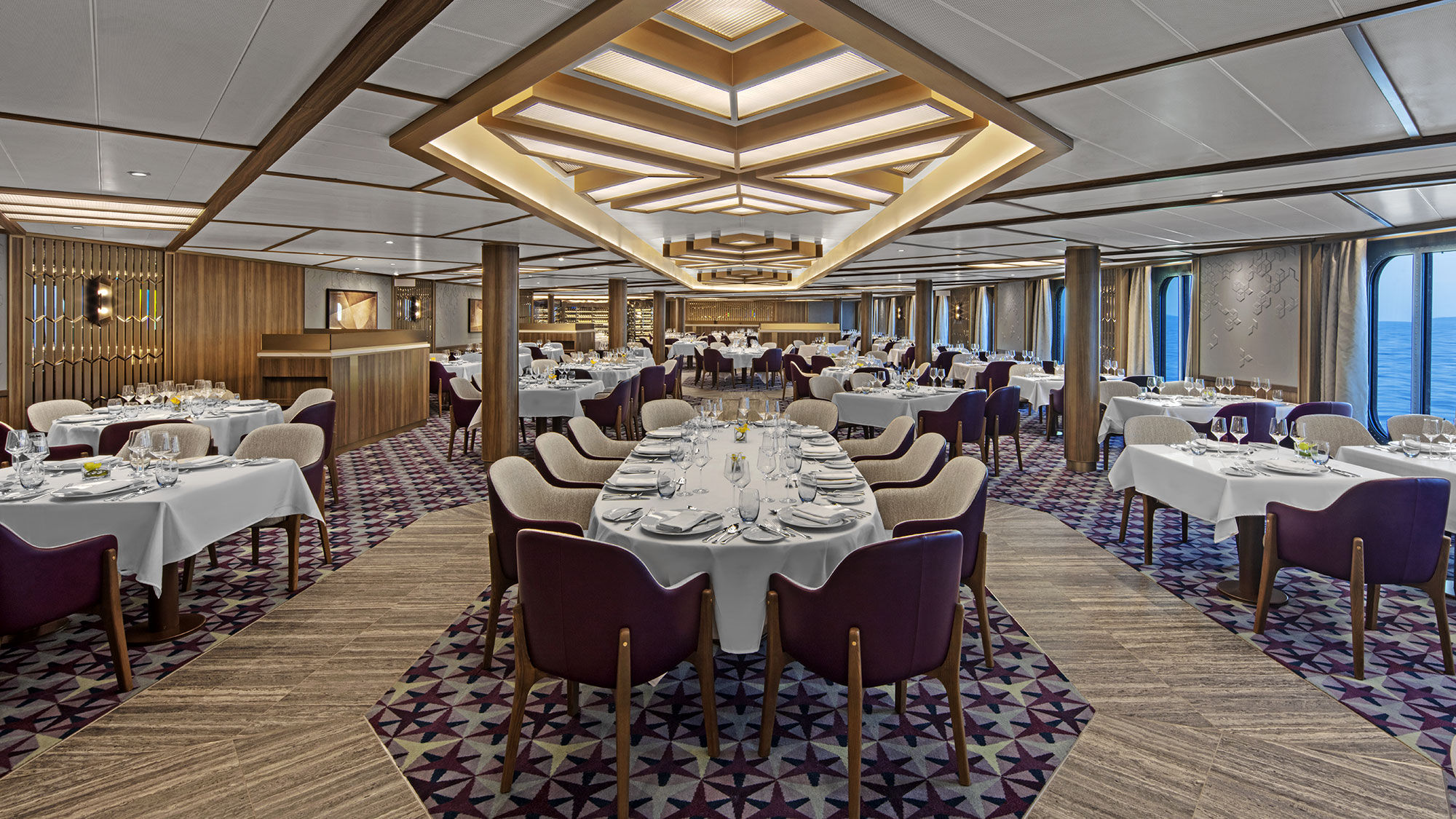 The Restaurant aboard the Seabourn Venture.