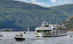 The AmaLucia arrives in Rüdesheim, Germany, for its christening ceremony on July 31.