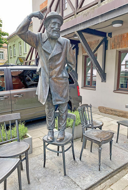 A sculpture in Kaunas, Lithuania, honoring Abraham Mapu, a famed Jewish author born in the city in 1808.