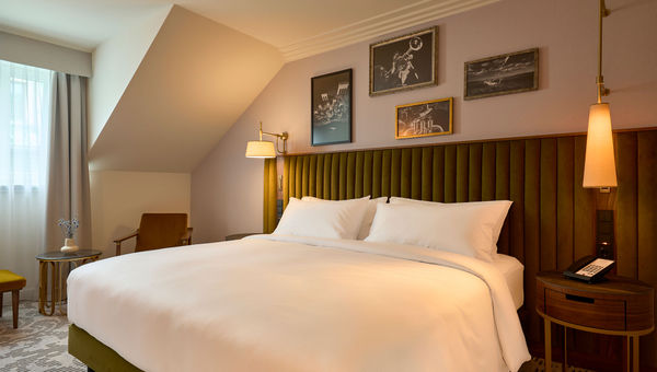 A guestroom at the Hotel Saski Krakow. A guestroom at the Hotel Saski Krakow.