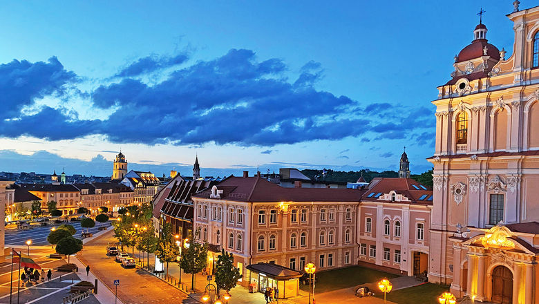 The view of Vilnius' Old Town from the Radisson Blu Royal Astorija Hotel.