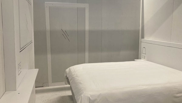 A model guestroom at the Room27 space in Marriott's Design Lab.