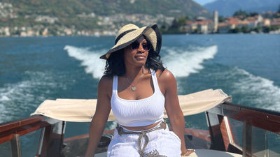 Nicole Edenedo taking in the sites, villas and natural beauty of Lake Como while on a boat tour with Lecco-based company Lake Como For You.