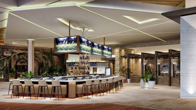 A rendering of an area in Red Rock Casino that will include a casino bar an oyster bar and a pair of new restaurants.