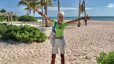 Just another day at the beach: Gay Nagle Myers on Bavaro Beach in Punta Cana, Dominican Republic, in 2019.
