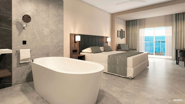 A guestroom at the Riu Palace Kukulkan in Cancun, an all-inclusive resort scheduled to open this November.