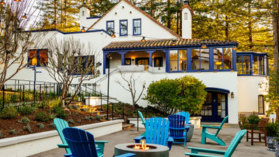 The restored Belden House overlooks the Stavrand's central courtyard terrace.