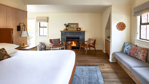 Rooms in the Stavrand's Cazadero House feature a mix of gas fireplaces, freestanding tubs and outdoor cedar hot tubs.