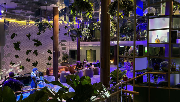 The verdant space of Eden, a lounge, entertainment space and restaurant.