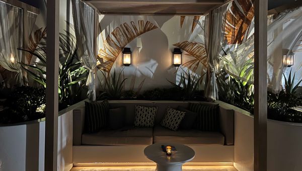 The expanded Sunset Bar on the Beyond's aft, a mix of yachtie haven and Med/Moroccan design.