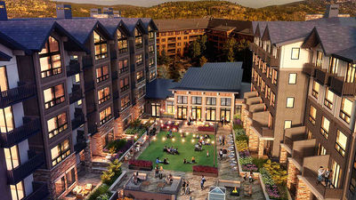 A rendering of the Kindred Resort's courtyard.