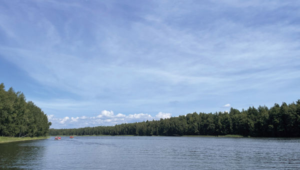 The border with Russia, our guide, is through the trees on the right bank in this photo.