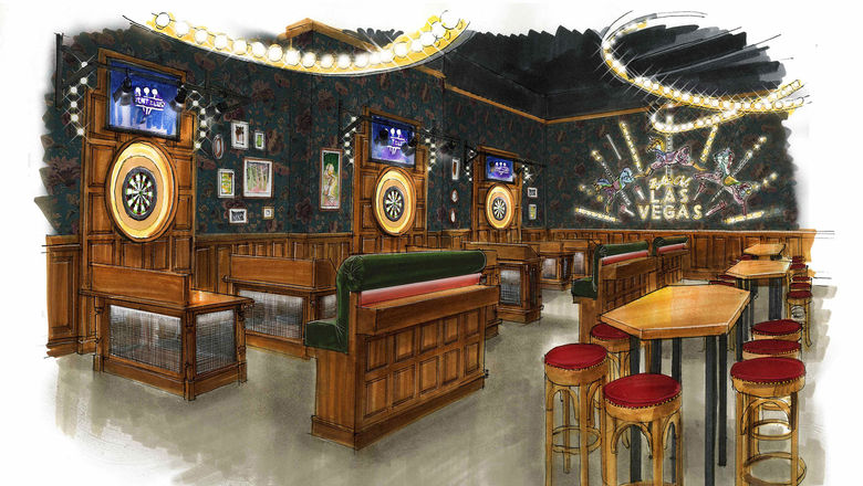 A rendering of Flight Club Las Vegas, to open this fall.