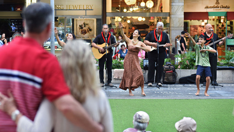 Waikiki Beach Walk showcases Hawaiian entertainment from 4:30 p.m. to 6 p.m. every Tuesday.