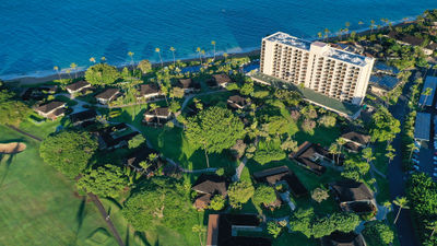 An aerial view of the Royal Lahaina Resort & Bungalows.