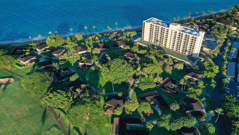An aerial view of the Royal Lahaina Resort & Bungalows.