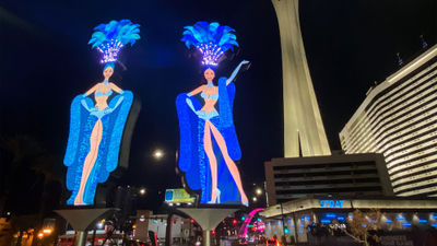 The towering new showgirls were created by Yesco, the company behind a number of Las Vegas' most iconic signs.