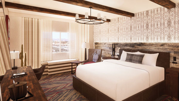 A rendering of a room in the Rustic Modern Collection at the Silverton Casino Hotel. Rooms and suites are being redone in what the property says are three distinct "design stories." A rendering of a room in the Rustic Modern Collection at the Silverton Casino Hotel. Rooms and suites are being redone in what the property says are three distinct "design stories."