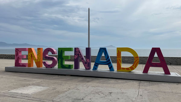 Ensenada, Baja California, with fog on the horizon.