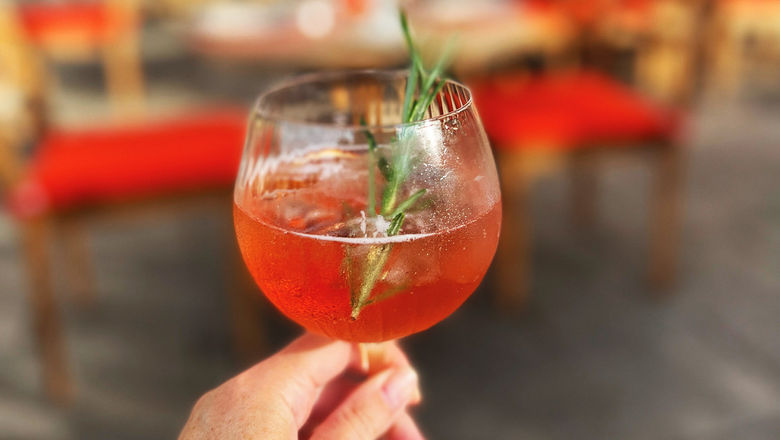 A cocktail to match the decor at the Chandon Garden Spritz Lounge at the Rome Cavalieri.