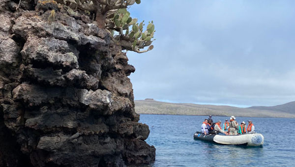 Guests on a Zodiac excursion in the Galapagos.