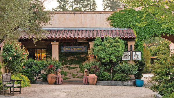 The entryway of The Madrones hotel in Philo, Calif.