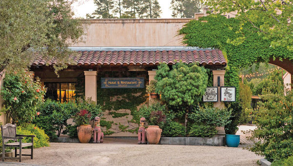 The entrance to the Madrones Hotel in Philo, California.