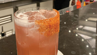 A Watermelon Twist, made in part with watermelon skin, served at the Metropolitan Bar on the Norwegian Prima.