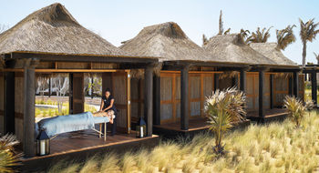 The open-air, oceanview treatment spaces at the resort's spa.