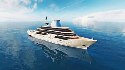 A rendering of the first Four Seasons Yachts ship, which is scheduled to be delivered at the end of 2025.