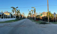 After Hurricane Ian, a street in Punta Gorda. Travel advisor Linda Greene has a condo in the city.