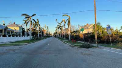 After Hurricane Ian, a street in Punta Gorda. Travel advisor Linda Greene has a condo in the city.