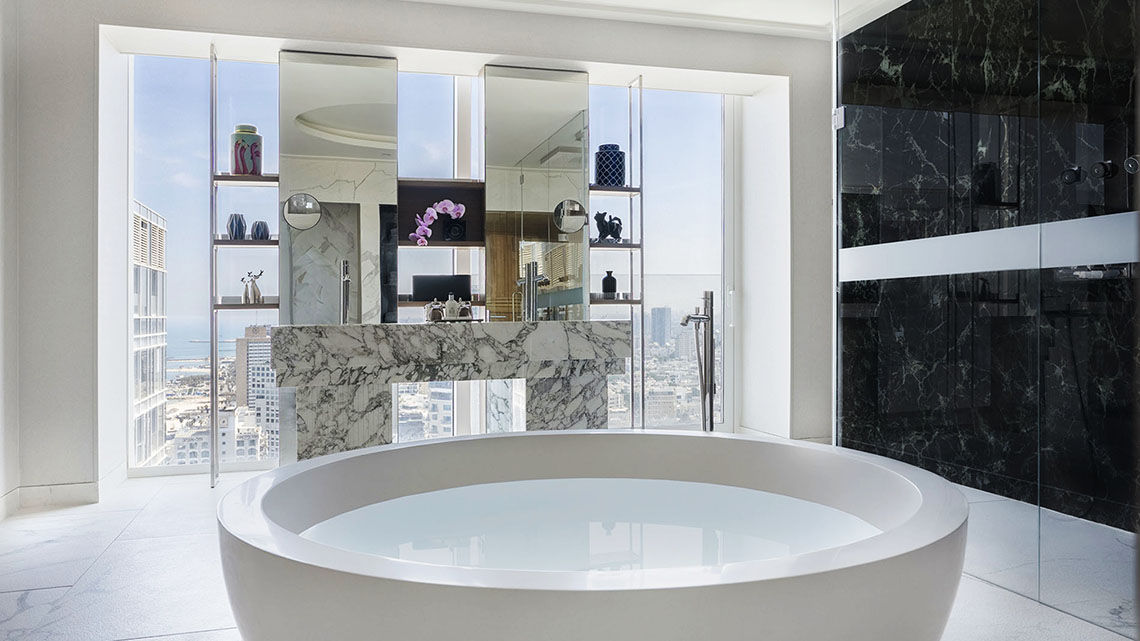 Penthouse Master Bathroom in the 34-floor David Kempinski Tel Aviv.
