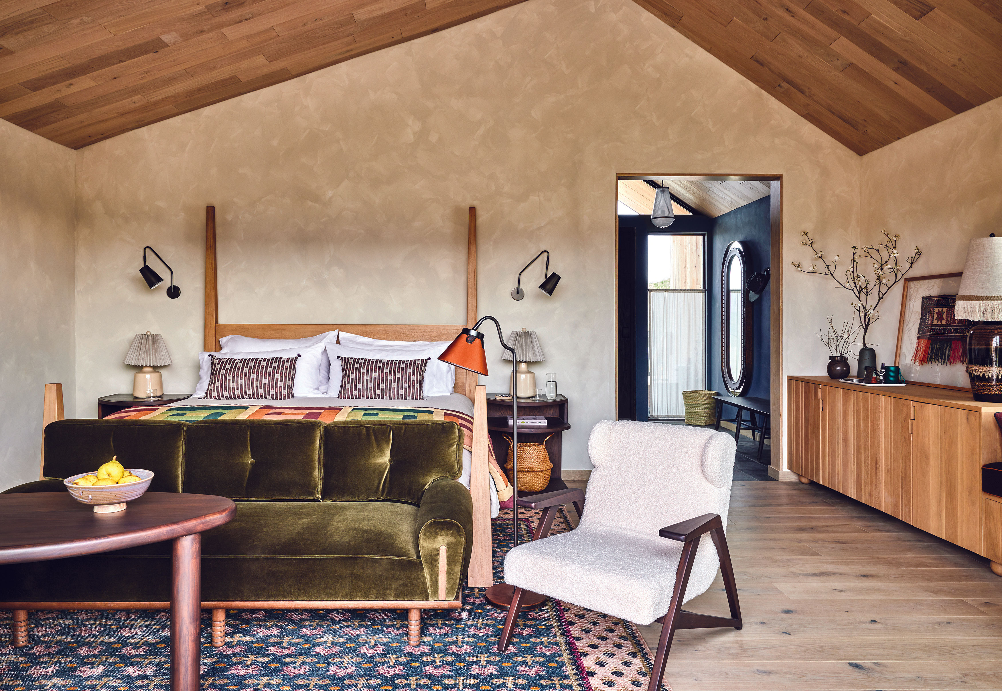 A guestroom at Wildflower Farms, Auberge Resorts Collection.