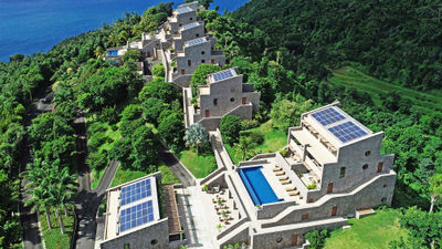 An aerial view of Coulibri Ridge, a 14-suite property making its debut in Dominica this year.